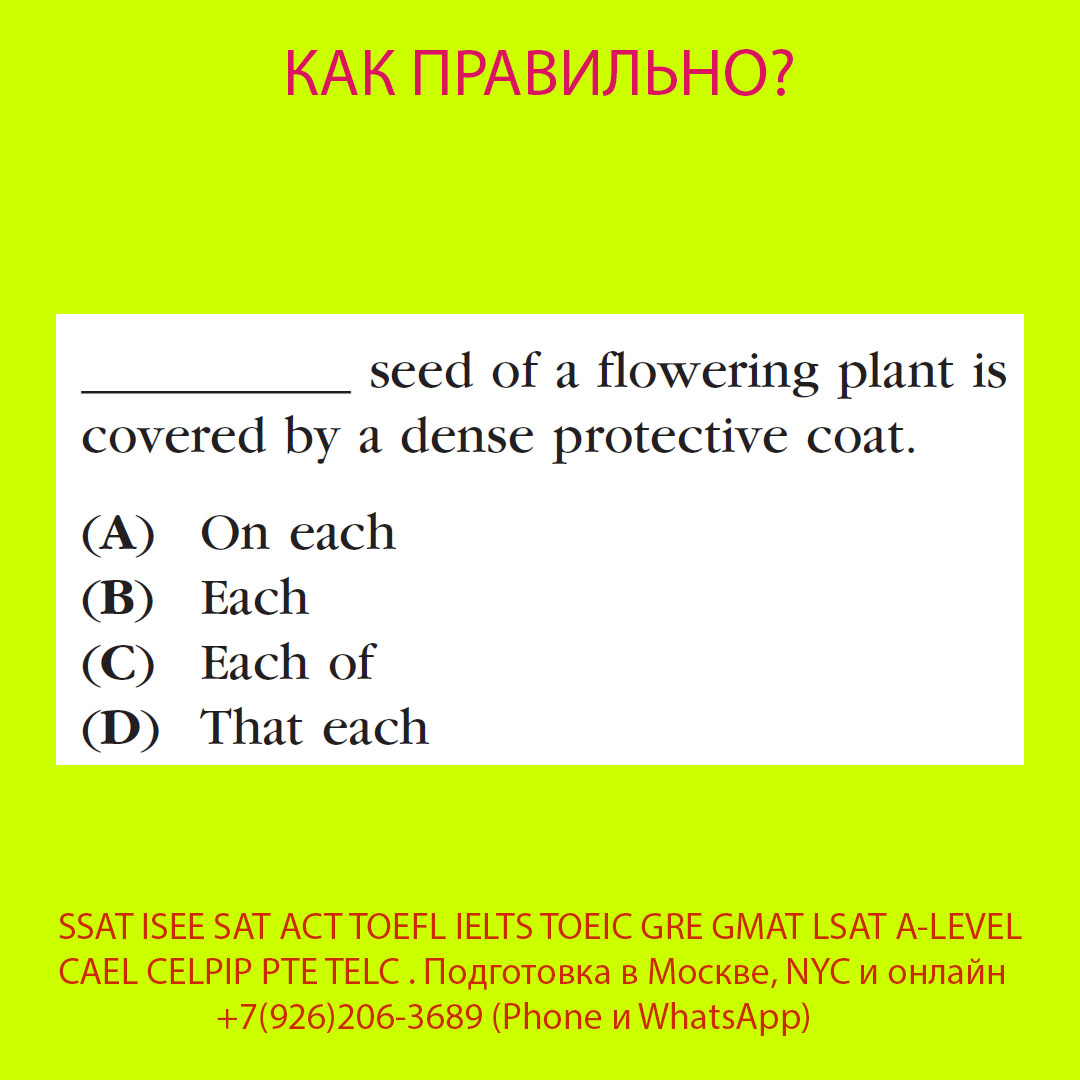 Подготовка к SSAT ISEE SAT ACT TOEFL IELTS TOEIC GRE GMAT LSAT A-LEVEL BEC CAEL CELPIP PTE TELC