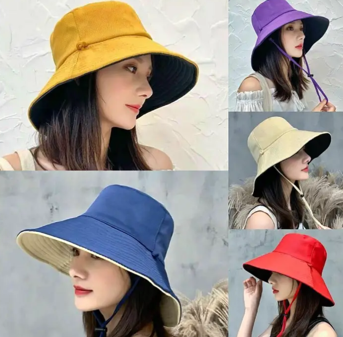 Women sun hat bucket hat Reversible Double sided u is available now